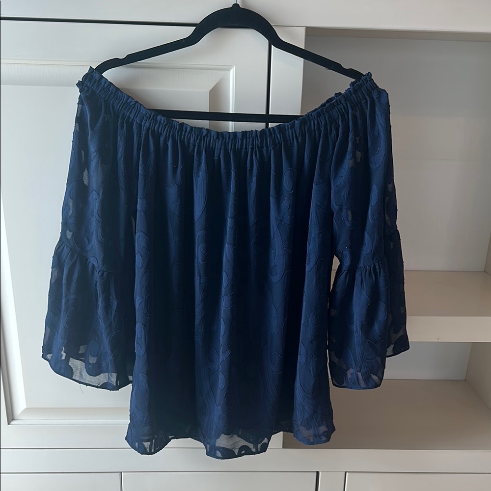 Lilly Pulitzer Blue Flutter Sleeve Blouse